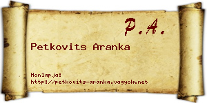 Petkovits Aranka névjegykártya