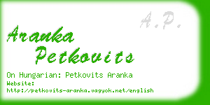 aranka petkovits business card